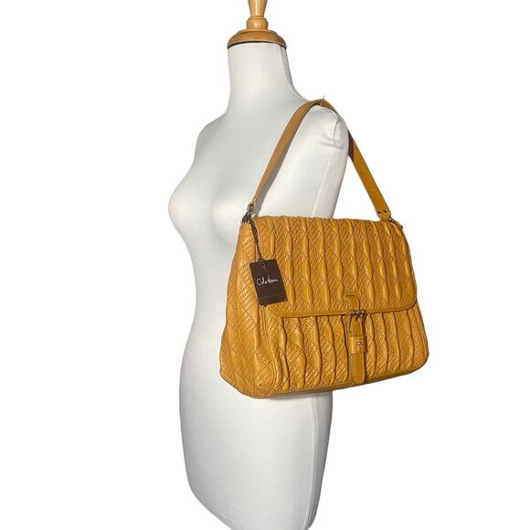 Cole Haan Jenna Brown Genuine Leather Quilted Handbag Shoulder Bag Satchel $398 - Picture 4 of 15